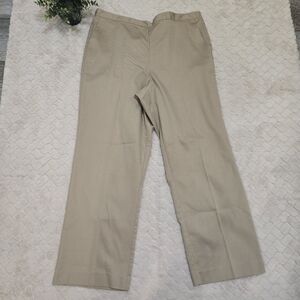 Alfred Dunner Tan Classic Grannycore Business Casual Trousers, Size 18